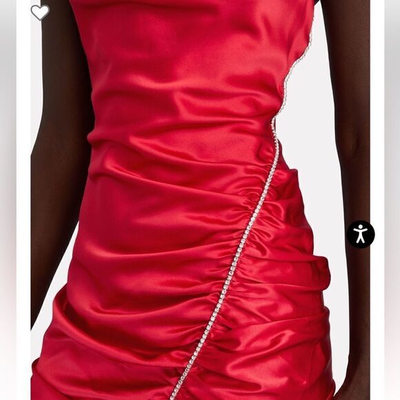 NEW REVOLVE cinq a sept Emilia Silk Asymmetric Midi Dress Red Raspberry 8 - Picture 4 of 12